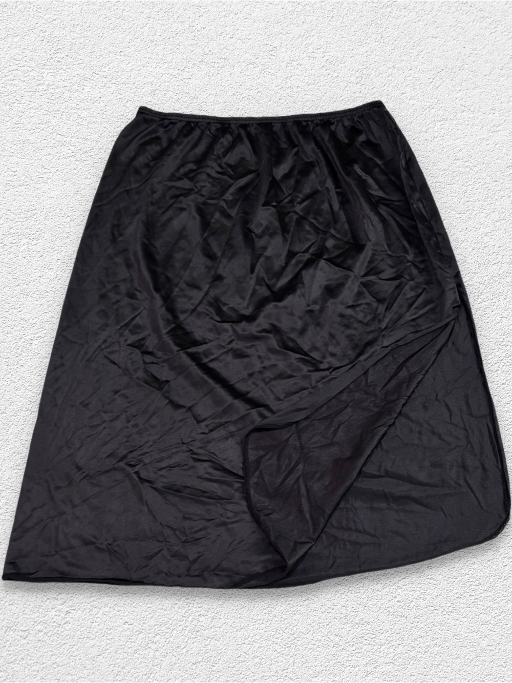 Vintage Vassarette Black Women's Slip Skirt with Side Slit L Made in the U.S.A.
